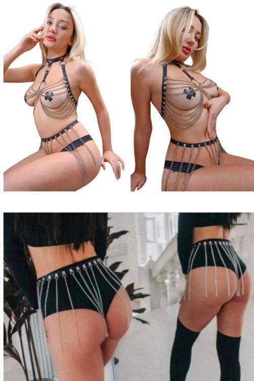 SİA Siyah Fantezi Zincirli Harness GD-2050