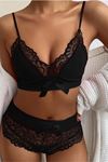 SİA Siyah Seksi Çok Şık Yüksek Bel Şortlu Takım 18502